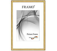 FRAMO Cadre photo étroits 21 x 27 cm en bois massif | d'or | Couleur/taille sélectionnable | Cadre pour affiches | Puzzles | Photos N°081