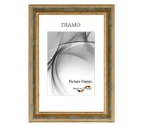 FRAMO N°49 Cadre photo baroque 17 x 24 cm en bois massif | Gris doré antique | Cadre en bois rétro vintage antique avec vitre en verre synthétique incassable et crochets en métal