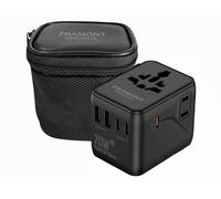 Framont Adaptateur universel de voyage 70 W GAN III - Charge rapide 5 appareils dans + 150 pays. Ports USB-C et USB-A. Comprend un étui de voyage Premium. Idéal pour les affaires et les vacances.