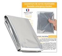 Frana surv Couverture de Survie réutilisable isothermique Made in France, épaisse, Lourde, Grande Taille, Contre la Chaleur et Le Froid, pour Trail, Camping, randonnée, Trousse de Secours, 220x140cm