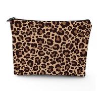 Franala Trousse de maquillage motif léopard, grande capacité, trousse de toilette portable pour femme, voyage, shopping, accessoires, organisateur cadeaux, léopard, taille unique