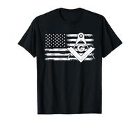 Franc Maçon Drapeau Américain Boussole Graphique Franc-Maçonnerie T-Shirt