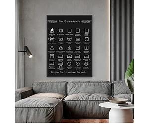 Français Blanchisserie Symbole Signe Imprime Noir Et Blanc Affiche Buanderie Mur Art Photo Toile Peinture Buanderie Décor 30X40Cm Sans Cadre