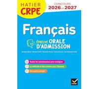 Français - CRPE 2026-2027 - Epreuve orale d'admission - Véronique Boiron - Hatier - broché - Scolaire / Universitaire