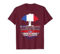Français Cultivé Croate Racines Croatie Né Drapeau France Fa T-Shirt