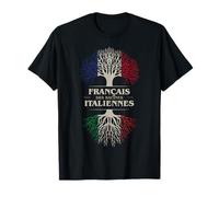 Français Des Racines Italiennes Arbre Vie Italie Drapeau T-Shirt
