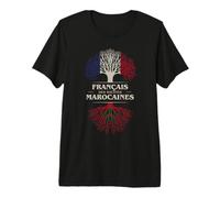 Français des Racines Marocaines Arbre Vie Maroc Drapeau T-Shirt Haut de Gamme