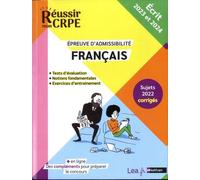 Français Épreuve D'admissibilité - Ecrit - Edition 2023-2024