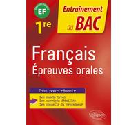 Français. Epreuves orales du Bac - Première - épreuve finale