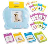 Français et Anglais Standard, Flashcard Jouets Éducatifs pour Enfants de 1 à 6 Ans, 112 Feuilles 224 Mots pour l'apprentissage Audio, Jouets Sensoriels Montessori pour La Logopédie de l'Autisme Bleu