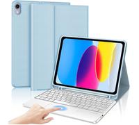 Français Étui clavier pour iPad (A16) 11e/10e génération (2025/2022), pavé tactile multipoint, support - bleu