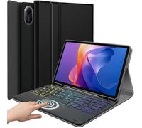 Français Étui clavier rétroéclairé pour Xiaomi Redmi Pad 2 (2025) 11 pouces avec pavé tactile et clavier Bluetooth, noir