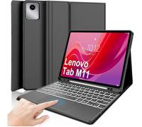 Français Étui clavier tactile pour tablette Lenovo Tab M11 11 pouces, rétroéclairé 7 couleurs, avec support multi-angles, noir