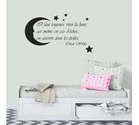 Français Pépinière Mur Art Stickers Lune Étoiles Citation Décor, Oscar Wilde Dire Vinyle Sticker Mural France Maison Enfants Chambre Décoration56x32cm
