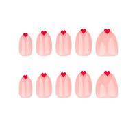 Français Saint-Valentin Tire Faux Ongles Avec Coeurs Alomond Stick On Nails Couvre Pleins Décoration Pour Les Femmes Accessoires À Ongles À Mode