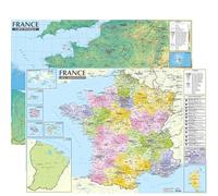 France 1/2.200.000 carte administrative et physique (avec barres alu, 67 × 47 cm)