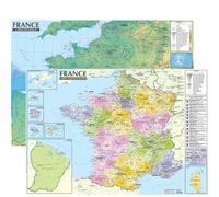 France 1/2.200.000 - carte administrative et physique (avec barres alu) 67 × 47 cm - Collectif - Expressmap - Atlas / carte