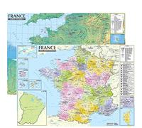 France 1/2.200.000 carte administrative et physique (sans barres alu, 67 × 47 cm)