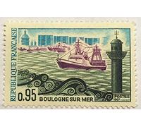 France 1966. Timbre de Collection Neuf Authentique No 1503. Monuments : Port de Boulogne sur mer, Bateau de pêche