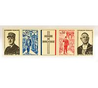 France 1971. Bande avec 4 Timbres authentiques de Collection Neufs N° 1695 à 1698. Histoire: Général de Gaulle