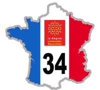 France 34 Languedoc Roussillon - 20x20cm - Sticker/Autocollant
