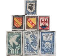 France 752-755,763-764,771 (complète.Edition.) Neuf avec Gomme Originale ** MNH 1946 Crest, Paix, UNESCO (Timbres pour Les collectionneurs) Oiseaux