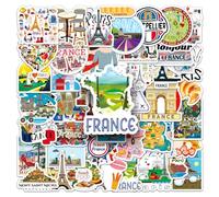 France Autocollants, 50 pcs Autocollants pour la ville de Paris, stickers scrapbooking, Français Paris Tour Eiffel Autocollants Imperméable, pour albums de découpage, carnets de voyage