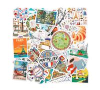France Autocollants, 50pcs Français Paris Tour Eiffel Autocollants Imperméable pour Bouteille D'eau Ordinateur Portable Pour Adolescents Party Supply Sports Fans Scrapbooks Journaux Décalcomanies