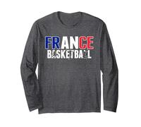 France Basketball Lovers Maillot Supporter l'équipe de France Manche Longue, Unisexe pour Adultes, Chiné Foncé, XXL