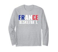 France Basketball Lovers Maillot Supporter l'équipe de France Manche Longue, Unisexe pour Adultes, Gris Chiné, L