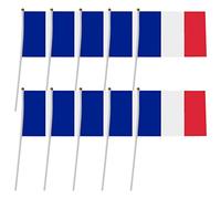 France Bâton Drapeaux | Drapeaux français à Main - Drapeau 5,5 x 8,3 Pouces, Petits Drapeaux français Miniatures tenus dans la Main sur bâton, Couleurs Vives et Facyn
