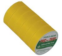 FRANCE-BAZAR Ruban adhésif isolant électrique - Rouleaux isolation thermique en PVC pour réparation voiture, vélo, bricolage, gaine électricien - Haute qualité - Lot de 6 Jaune 10mx18mm