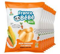 FRANCE BéBé BIO - Biscuit de maïs soufflé à la carotte BIO - Vegan - Lot 8 sachets de 20g