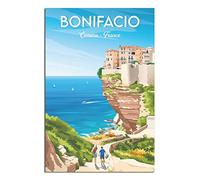 France Bonifacio - Affiches de voyage vintage sur toile de Headland Town, affiches d'art mural - impressions d'art mural pour chambre à coucher, bureau, cadeaux de fête, 20 x 30 cm