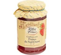 FRANCE - Confiture fraise extra REFLETS DE | Savoureux goût de fraise | Idéal pour vos petits-déjeuners | le pot de 315g | LOT DE 4
