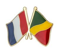 France&Congo - Brazzaville Badge à épingle de l'amitié, taille unique, Métal