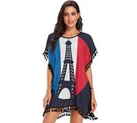 France Culture Drapeau Tour Eiffel Mousseline de Soie Gland Maillot de Bain Cache Maillots de Femmes Bikini Cover Up Robe de Plage