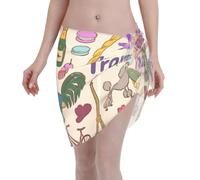 France Culture Symboles Imprimés Femmes Maillot de Bain Cover Up, Sarong Bikini Maillots de Bain Plage Wrap Jupe Triangle Châle Wraps