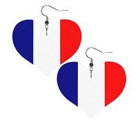 France Drapeau En Cuir Boucles D'oreilles Pour Les Femmes Dangle Boucle D'oreille Goutte Pendentif Avec Crochet Cadeaux Pour Adulte Fille