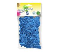 France Effect - 50 Ballons de Baudruche en Latex 23 cm (9 pouces) de Haute Qualité - Gonflage Facile avec Air et Hélium - Idéals pour Anniversaires, Mariages et Fêtes (Bleu métallisé)