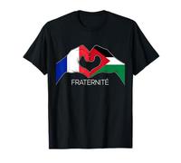 France et Palestine Français Palestinien Fraternité Cœur T-Shirt