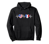 France États-Unis Battements De Cœur Francais Amérique Sweat à Capuche