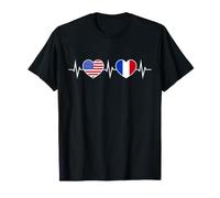 France États-Unis Battements De Cœur Francais Amérique T-Shirt