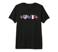 France États-Unis Battements De Cœur Francais Amérique T-Shirt Haut de Gamme