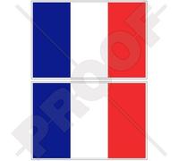 FRANCE Français Drapeau Française, 75mm Vinyle Autocollants, x2 Stickers