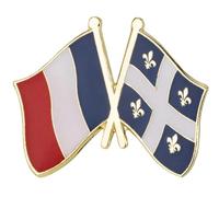 France France Québec Province Québécois Canada Drapeau national canadien Drapeau croisé Amitié Amour Alliance Alliés Épingle en émail 2,5 cm, 1 Inch, Émail, émail