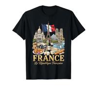 France la Republique Francaise Voyage Paris icônes T-Shirt Graphique avec Valeur