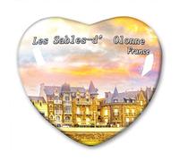France Les Sables-d'Olonne Aimant de réfrigérateur Collection Stickers Décoratif Souvenir de voyage en cristal en forme de cœur