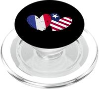 France Liberia Love Heart French Liberia Double Drapeau PopSockets PopGrip pour MagSafe