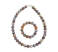 France Minéraux Parure Agate botswana - Pierres Boules 12mm